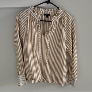 Jcrew Women's Beige and White Striped Blouse